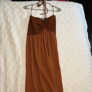 Brown Halter Maxi Dress